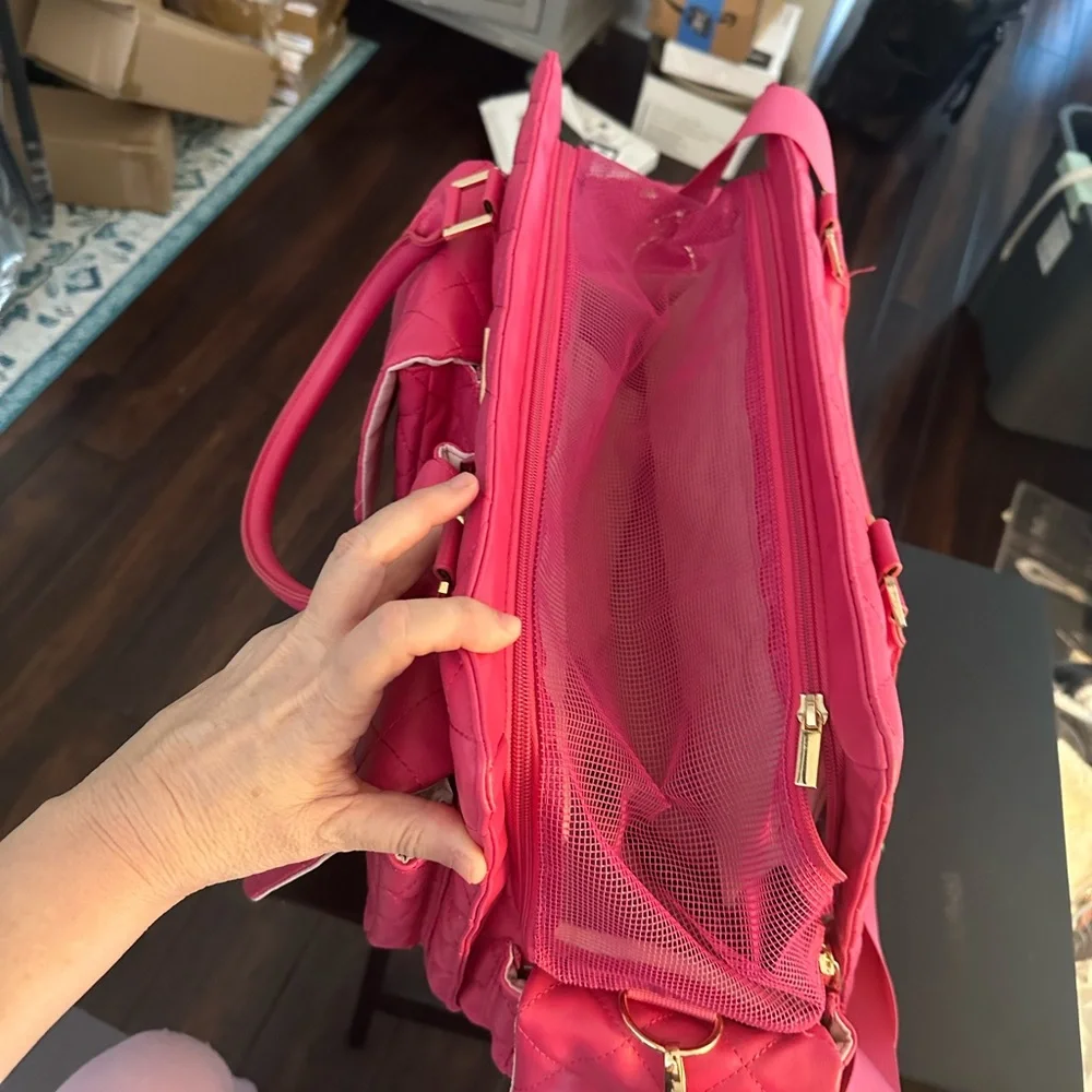 Petunia Pickle Bottom Pink Quilted Dog Carrier